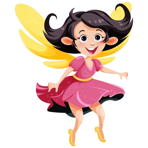 Pink Dress and Golden Wings Fairy Transparent Sticker